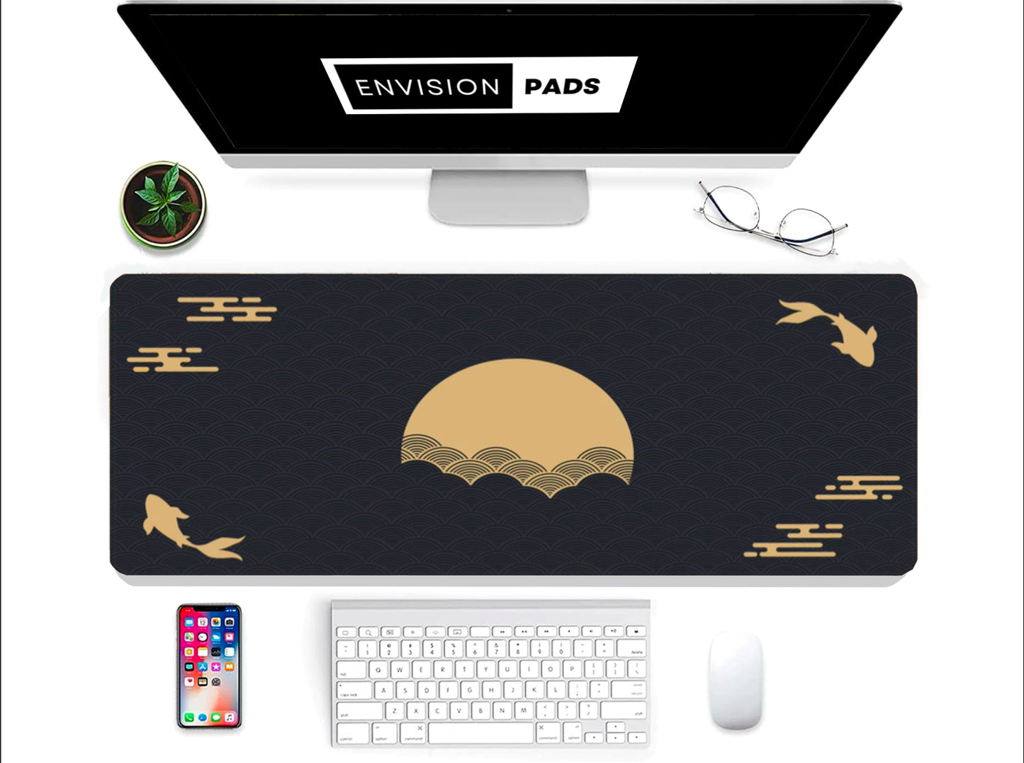 Black & Gold Koi Desk Mat