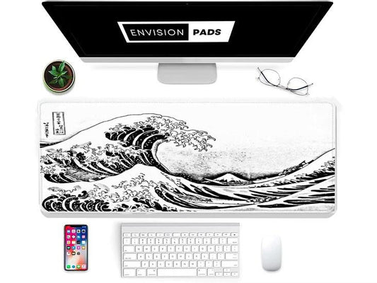 Monochrome Wave Desk Mat